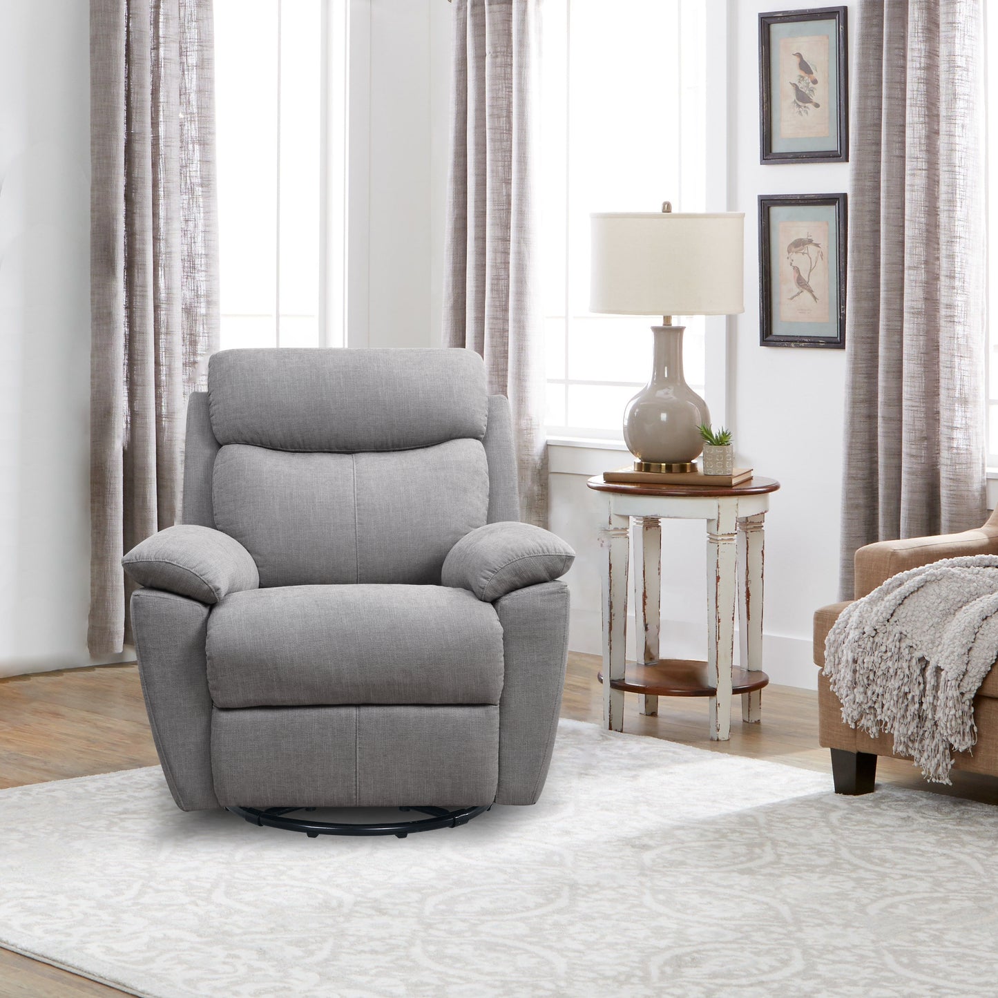 Luxurious Light Grey Power Recliner Chair with USB Port