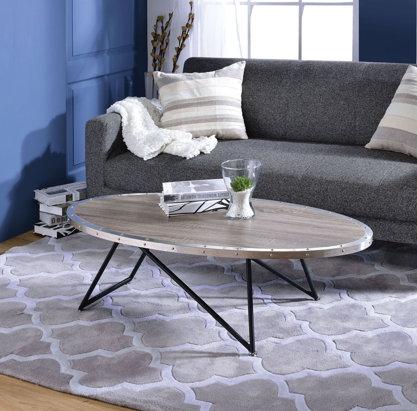 Allis Weathered Gray Oak Industrial Coffee Table