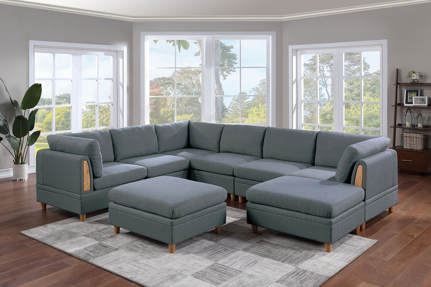 Steel Gray Dorris Fabric 8-Piece Sectional Sofa Set