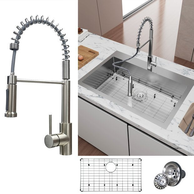 TECASA 33 inch Stainless Steel Kitchen Sink with Silent Operation and Efficient Drainage