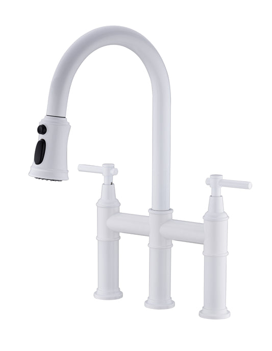 Bridge Kitchen Faucet with Pull-Down Sprayhead in Spot