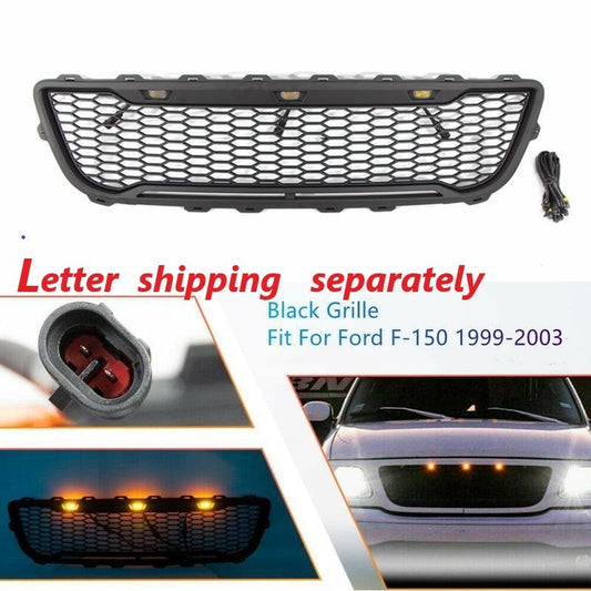 Matte Black Front Grill with LED Lights for 1999-2003 Ford F150 Raptor Style