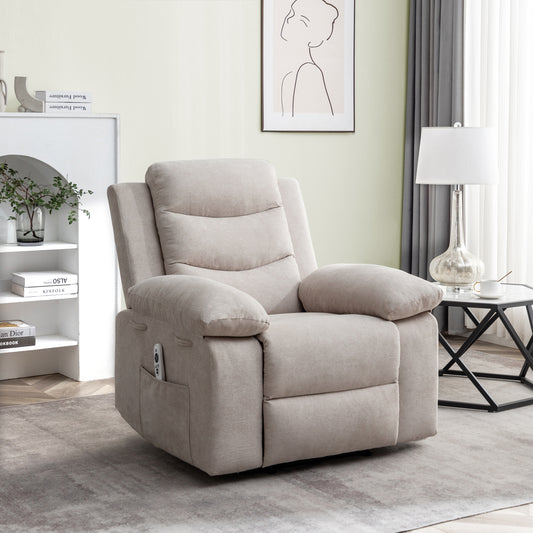 Massage Recliner Chair with Heating System, Side Pocket, and Beige Fabric: Ultimate Comfort and Support