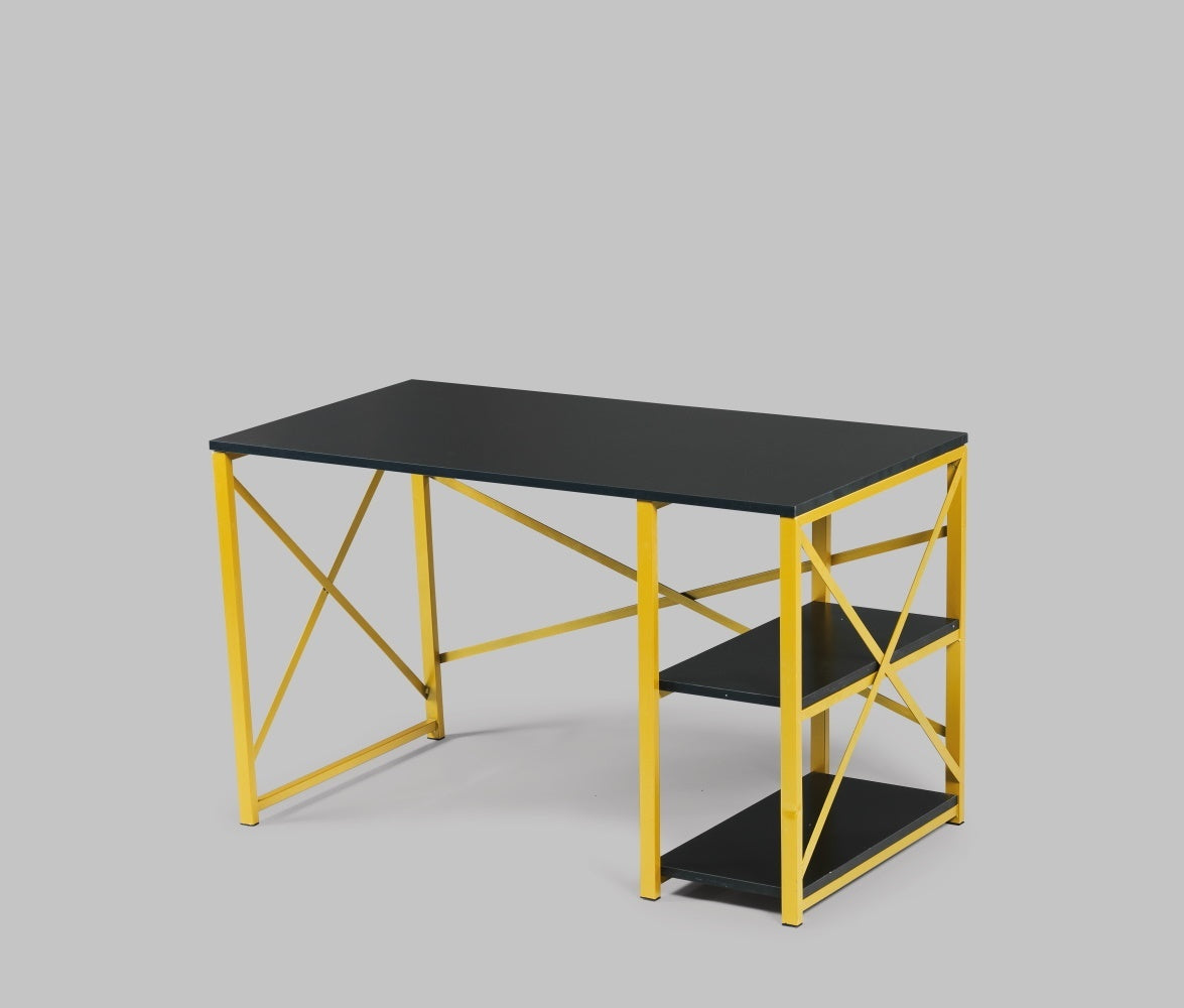 Sophisticated Black and Gold Writing and Computer Desk