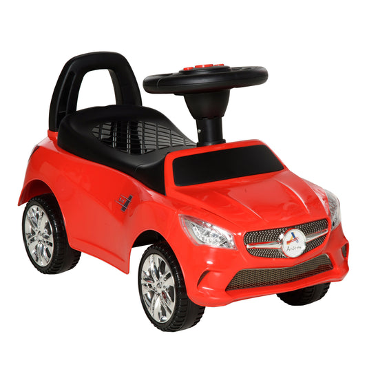 Toddler Ride-On Push Car with Music, Lights, and Storage, Red