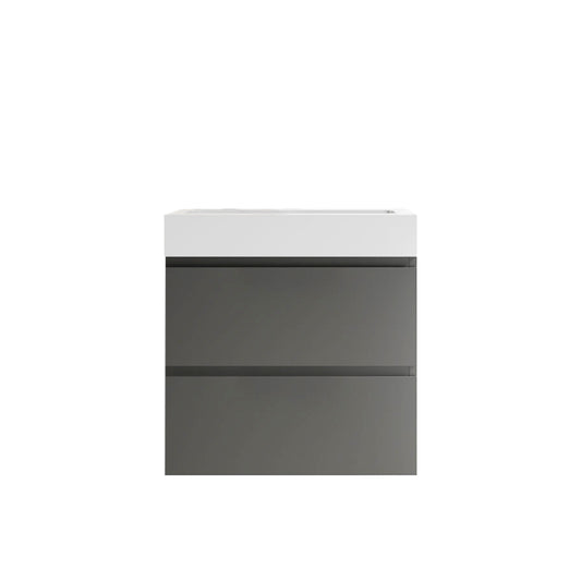 Alice-24W-102,Wall mount cabinet WITHOUT basin, Gray color, with two drawers