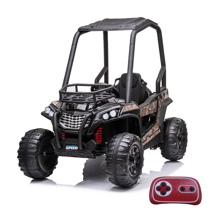 24V Black Electric Kid Ride On Car with Remote Control and LED Headlights