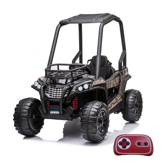 24V Black Electric Kid Ride On Car with Remote Control and LED Headlights