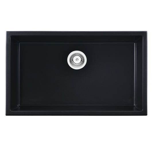 Single Basin Undermount Matte Black Quartz Kitchen Sink