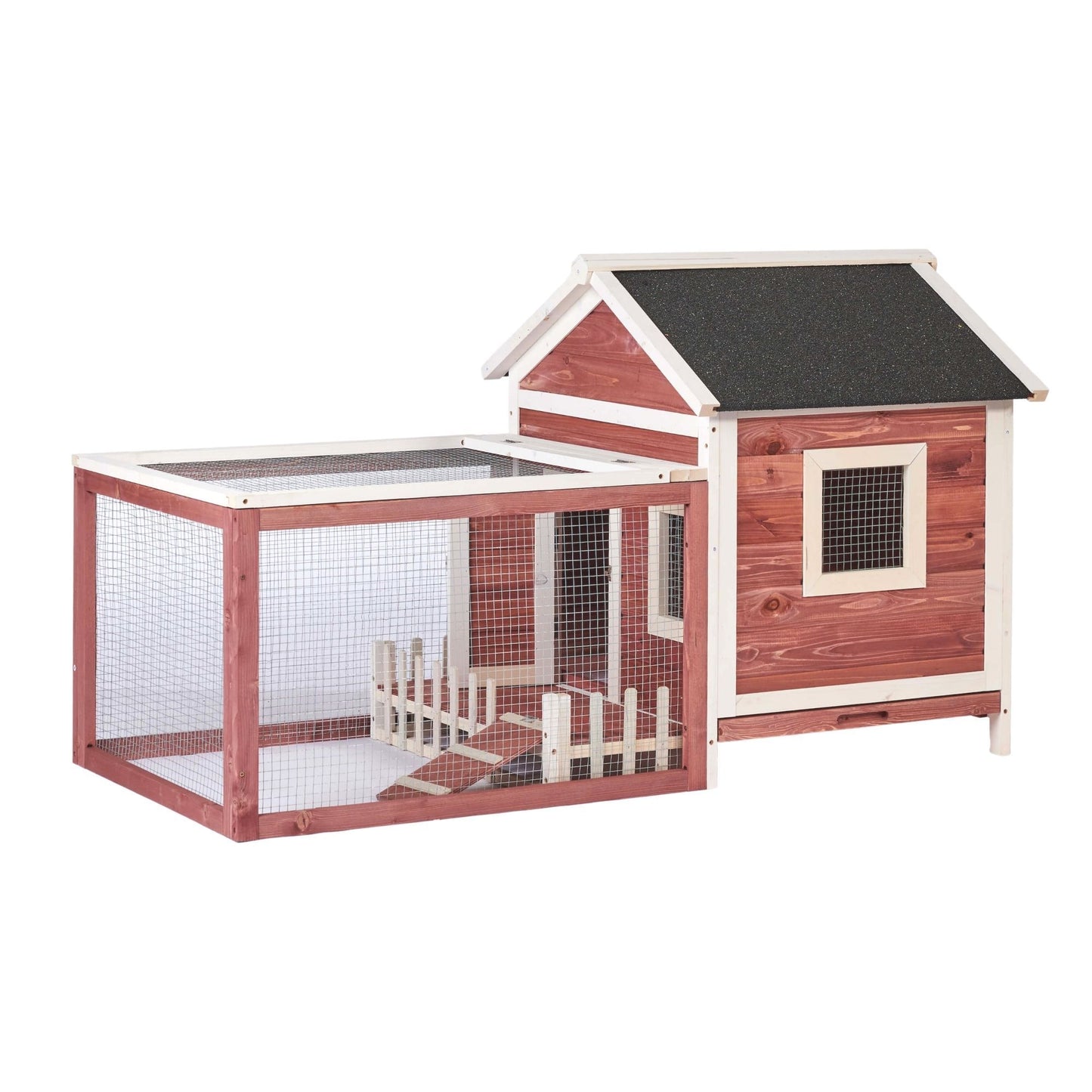 Wooden Rabbit Chicken Bunny Hutch Cage White Picket Fence