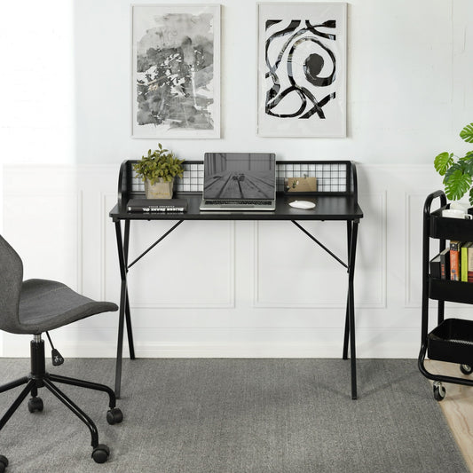 Black Rectangular Computer and Writing Desk with Modern Design