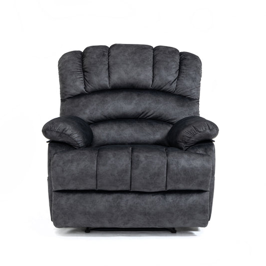 Extra Large Dark Gray Fabric Recliner Chair for Expansive Comfort in Living Room