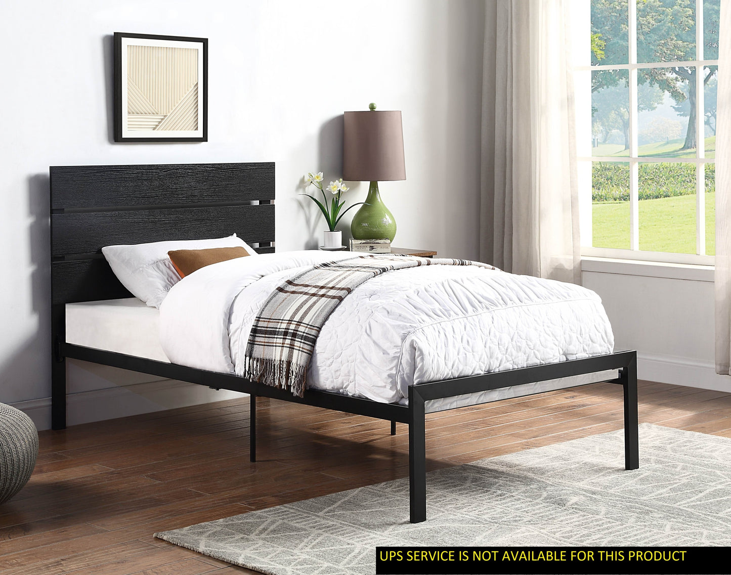 Black Metal Frame Twin Size Bed 1pc