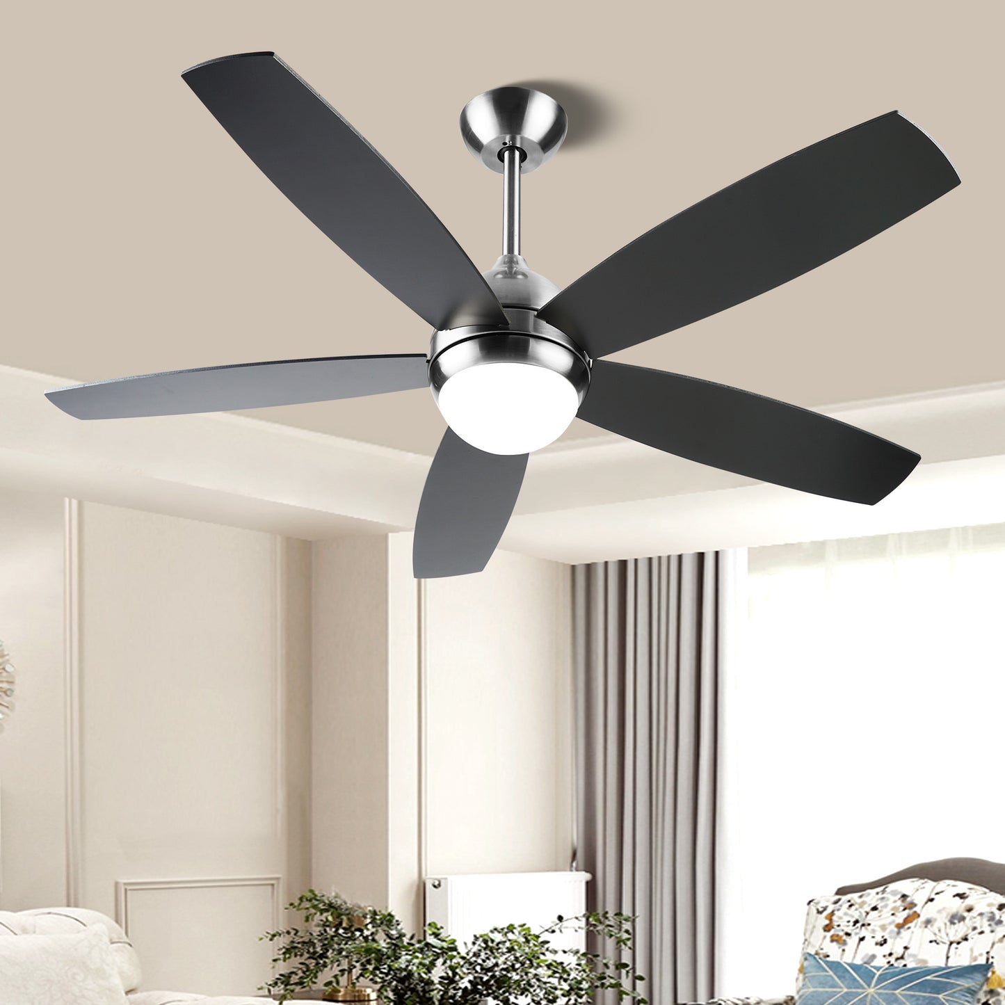 Sleek 52 Inch Remote Control Ceiling Fan with Dimmable LED Lights and Modern Design