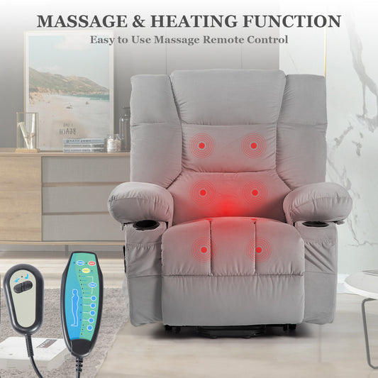 Senior-Friendly Power Lift Recliner Chair with Heat, Massage, and Infinite Position