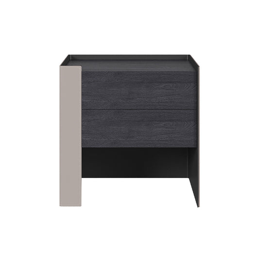 2-Drawer Smoked Wood Nightstand