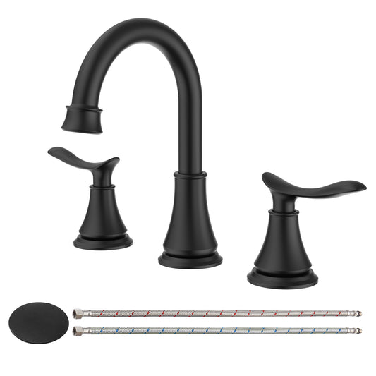 Elegant 2-Handle Widespread Bathroom Faucet in Matte Black