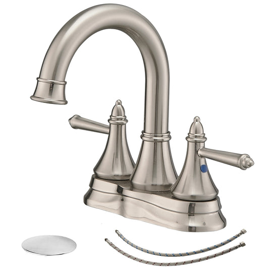 2-Handle Bathroom Faucet with Brushed Nickel Finish for 4 in. Centerset Sink