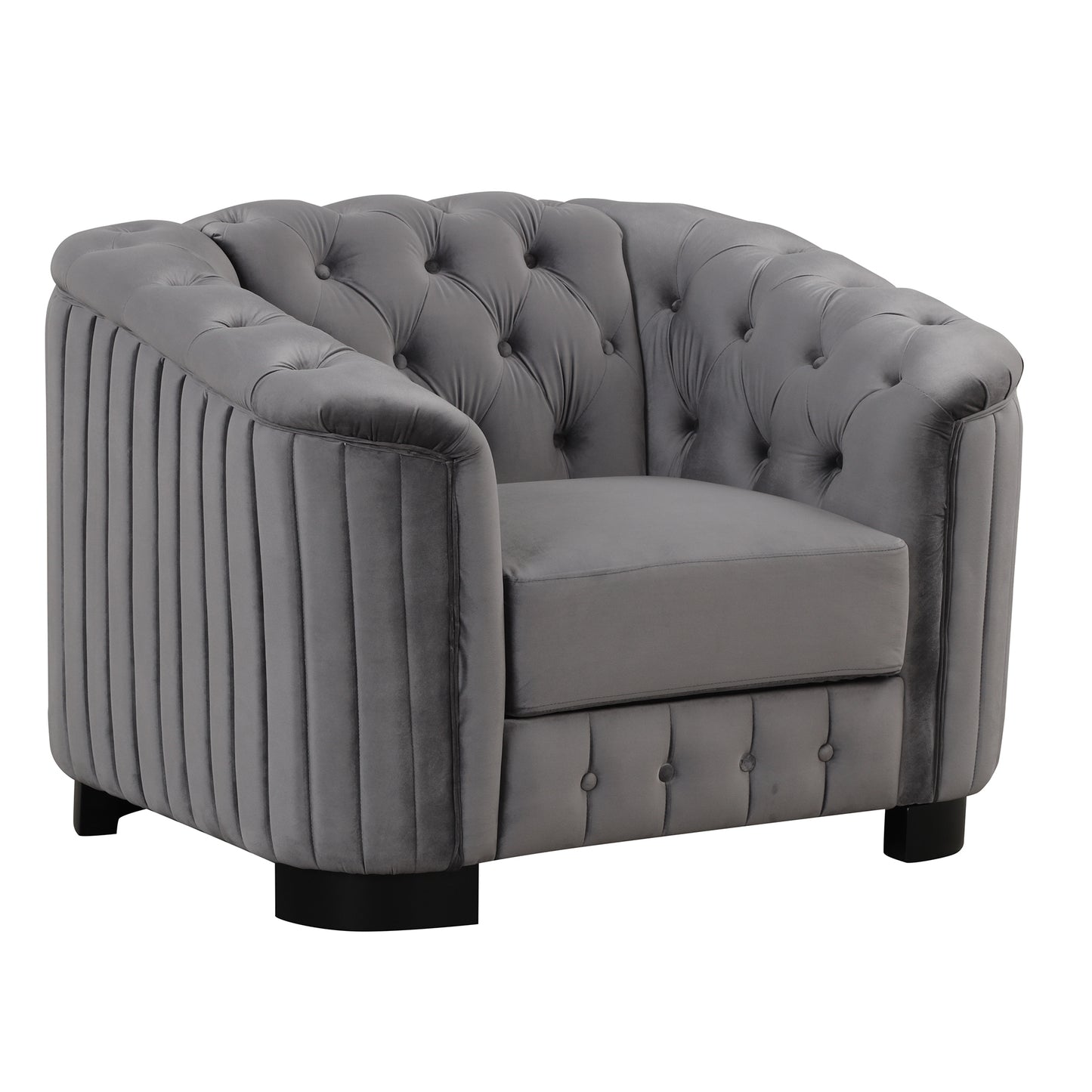 41.5 Gray Velvet Upholstered Accent Sofa with Durable Solid Wood Legs