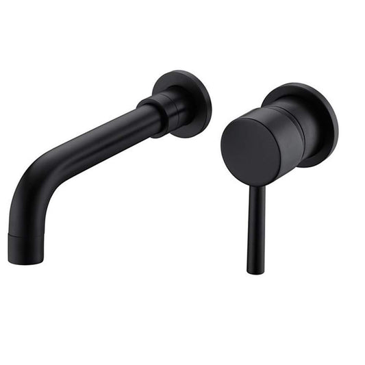 Matte Black Wall Mount Single Handle Bathroom Faucet