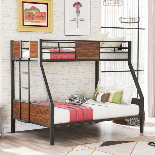 Modern Steel Frame Twin-over-Full Bunk Bed with Safety Features and Sleek Design