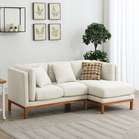 Modern L-shaped Sectional Sofa with Chaise Lounge and Pillows