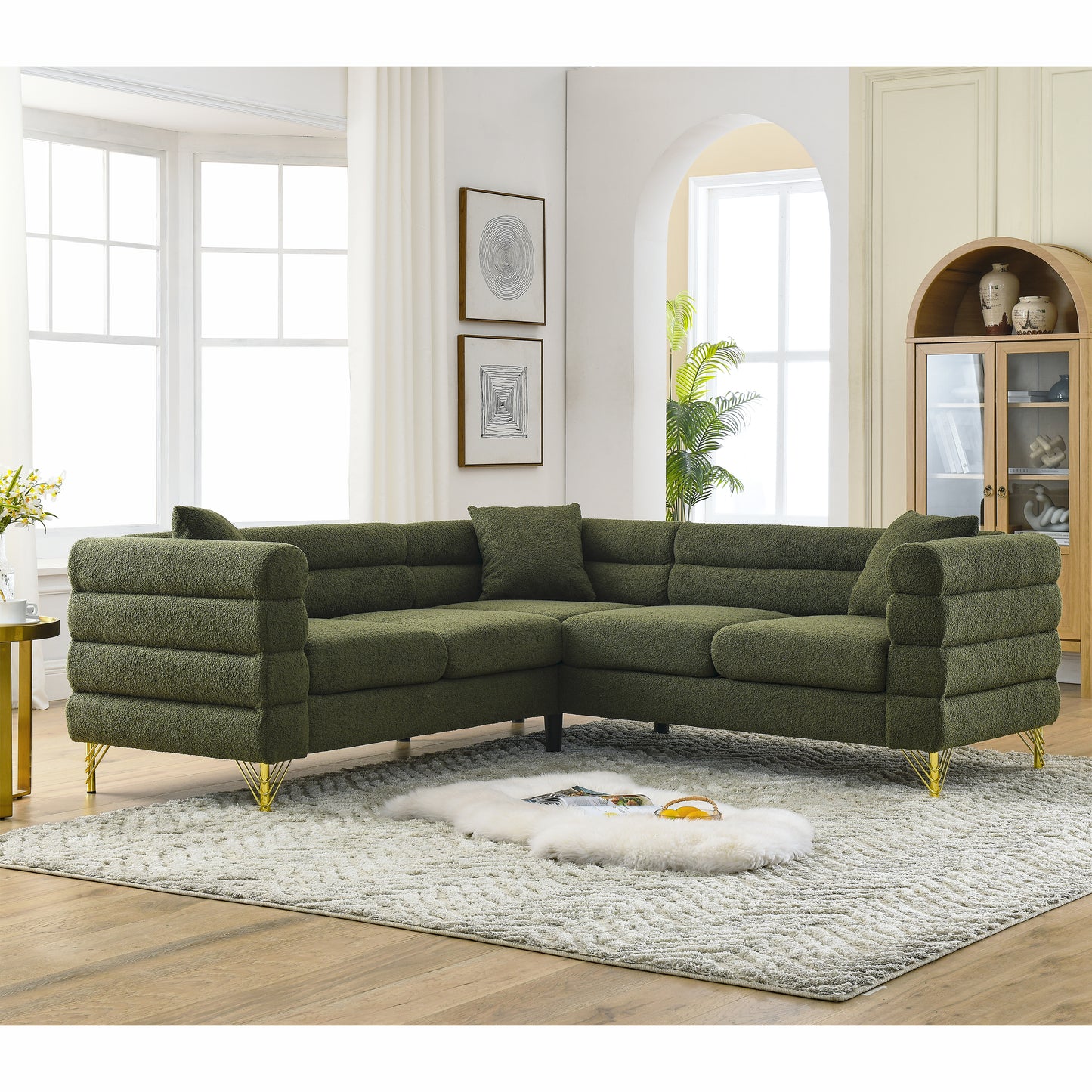 Oversized L-Shaped Sectional Sofa with Streamline Modern Design and Durable Construction