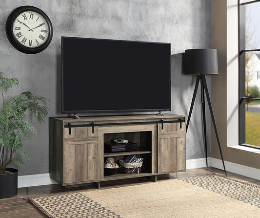 Rustic Gray Washed Bellarosa TV Stand LV01440 with Barn Door Design