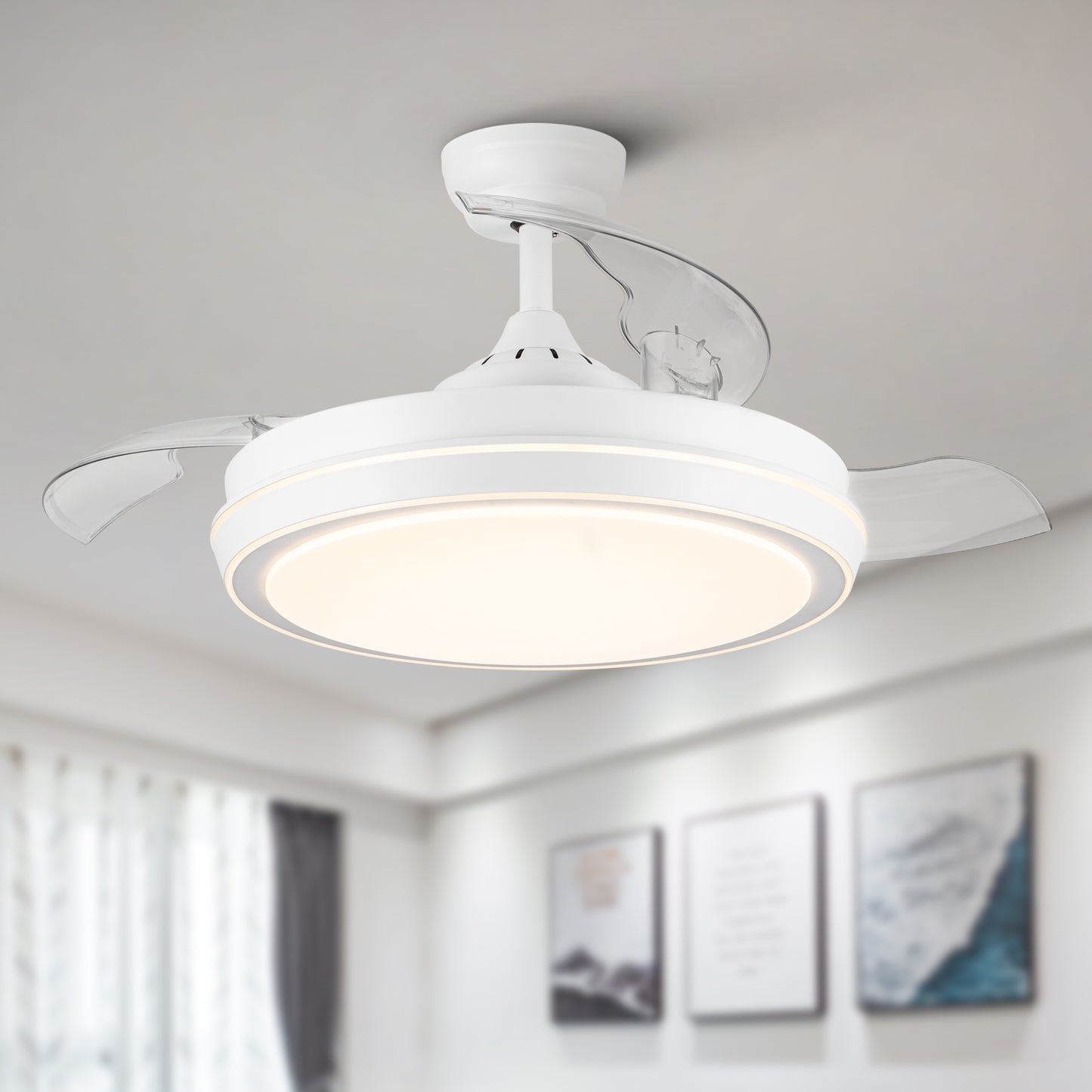 42-inch Ceiling Fan with White Frame and Remote Control