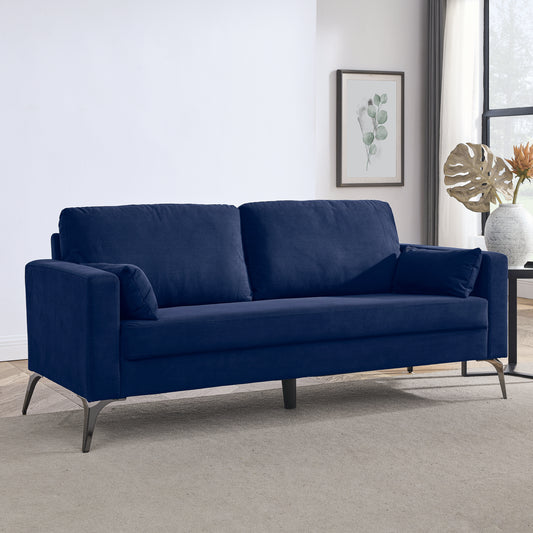 Navy Corduroy 3-Seater Sofa with Minimalist Design and High Resilience Cushioning