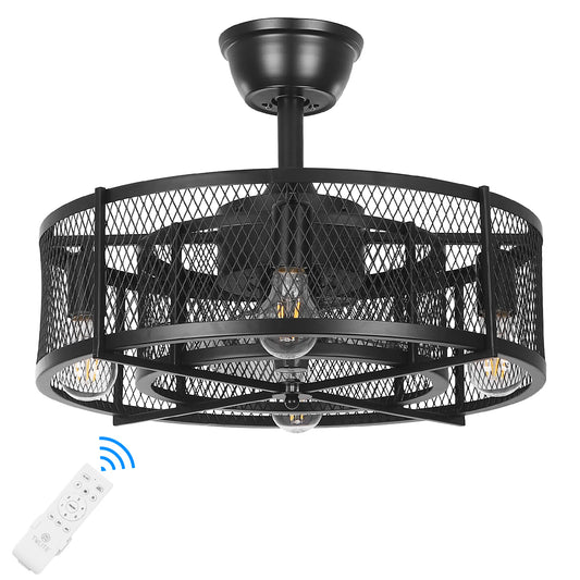 Elegant Black Ceiling Fan with Remote Control - 6 Speeds, Reversible Blades, Quiet Motor - Enhanced Cooling and Comfort All Year Round