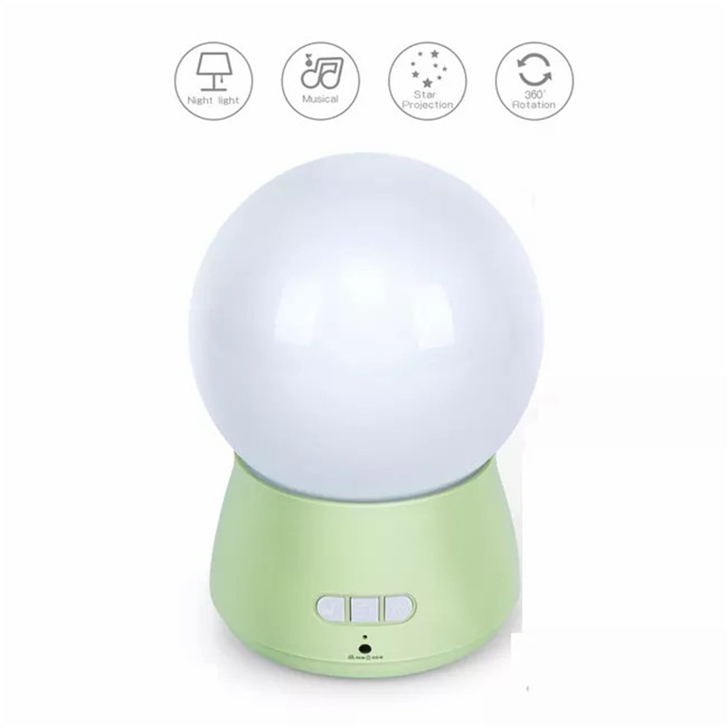 Cmgb LED Night Light with 360 Degree Rotating Baby Music Projector in Green