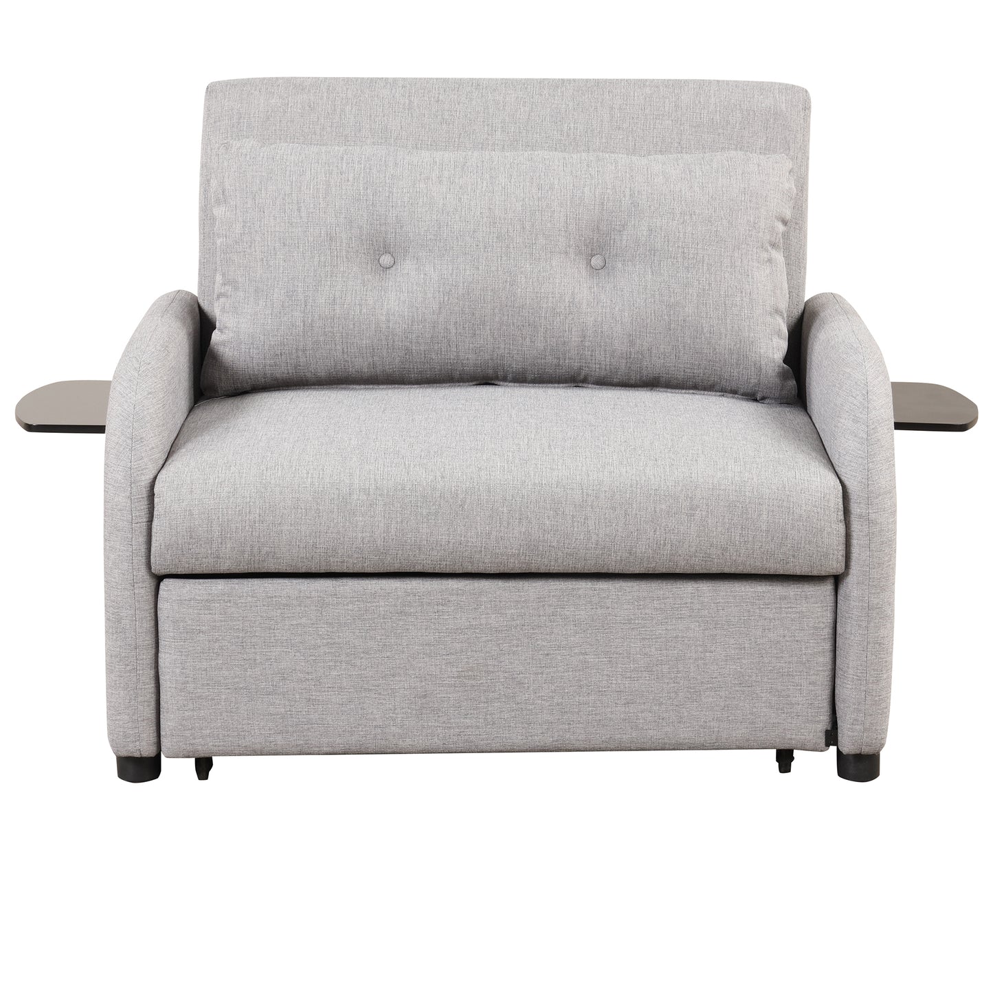 pull out sofa sleeper 3 in 1 with 2 wing table and usb charge for nap line fabric for living room recreation room grey