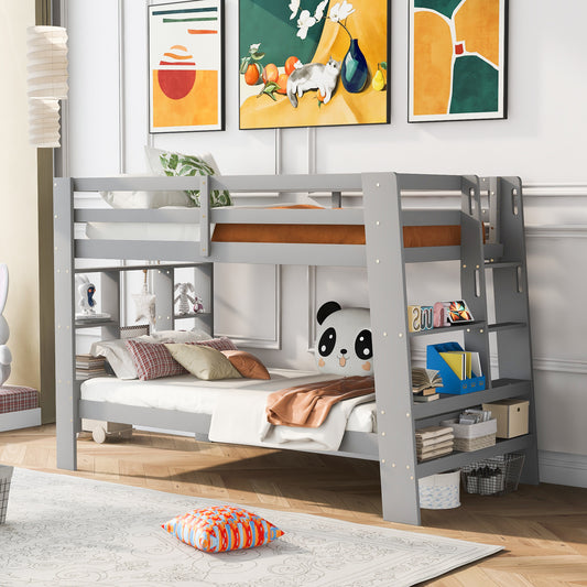 Gray Twin Bunk Bed with Sleek Design and Ample Storage