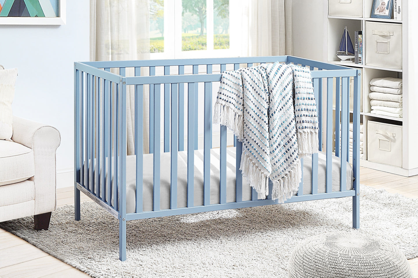 Palmer 3-in-1 Convertible Island Crib Baby Blue