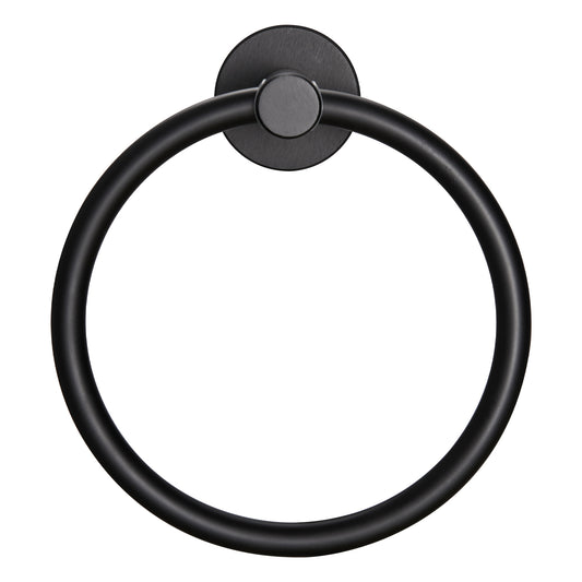 Matte Black Swivel Bathroom Hand Towel Ring with Fully-Enclosed Circle Design