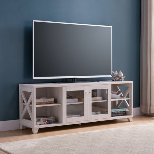 Elegant White Oak TV Console with Ample Storage