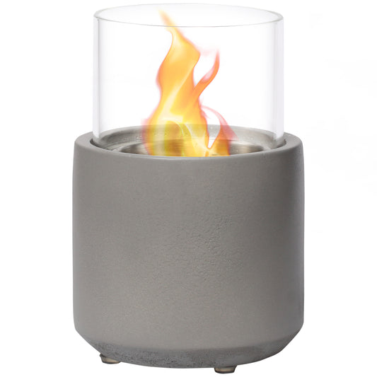 Mini Concrete Ethanol Tabletop Fireplace, Light Grey