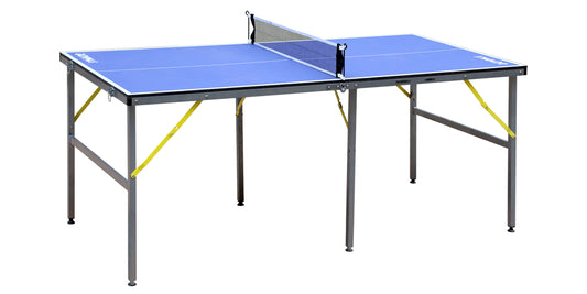 6ft Mid-Size Table Tennis Table Foldable & Portable Ping Pong Table Set for Indoor & Outdoor Games with Net, 2 Table Tennis Paddles and 3 Balls