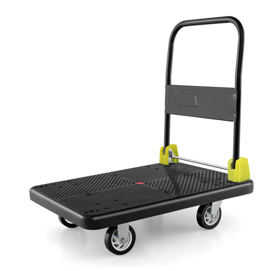 330 lbs. Capacity Platform Cart Heavy-Duty Dolly Folding Foldable Moving Warehouse Push Hand Truck in Black