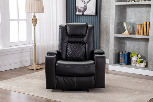 Luxurious Recliner with Cup Holder and USB Port in PU Material