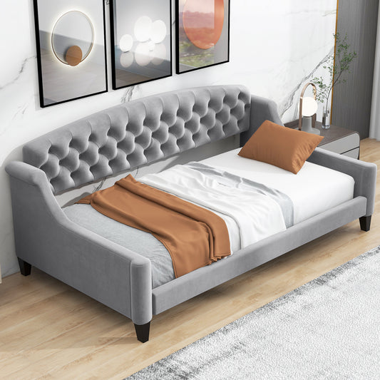 Modern Luxury Tufted Button Daybed,Twin,Gray(Expected Arrival Time:12.28)