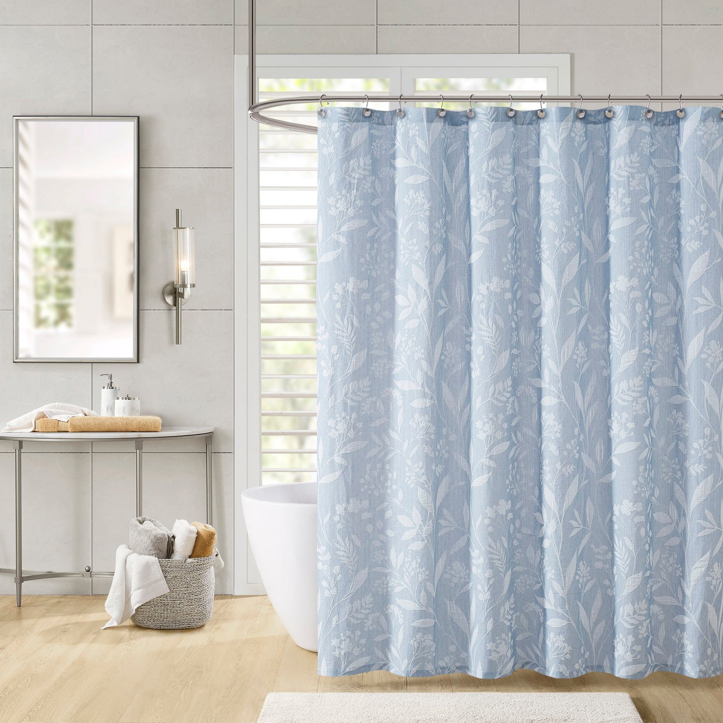 Jacquard Floral Woven Matelasse Shower Curtain