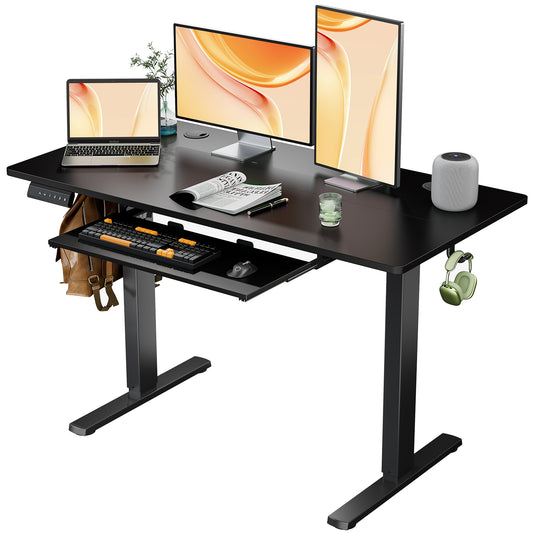 Adjustable Height Electric Standing Desk with Keyboard Tray, 48 x 24 Inches Black