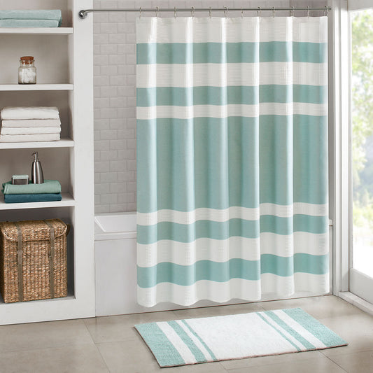 Spa Waffle Shower Curtain with Water Repellent Treatment - Serene Spa Retreat Upgrade