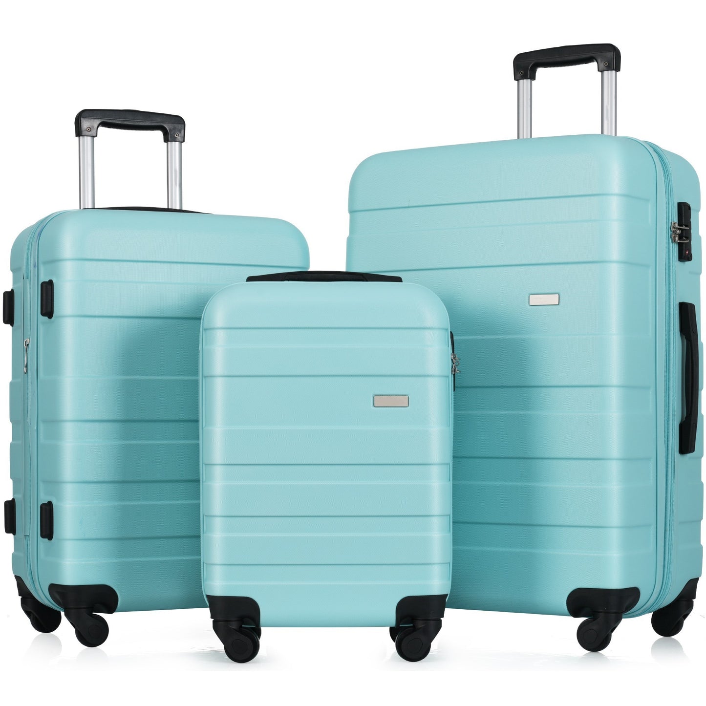 Luggage Sets New Model Expandable ABS Hardshell 3pcs Clearance Luggage Hardside Lightweight Durable Suitcase sets Spinner Wheels Suitcase with TSA Lock 20''24''28''( Blue)