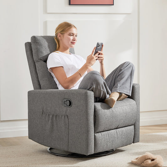 Grey Recliner Chair with Adjustable Recline, Massage Modes, and Luxurious Comfort