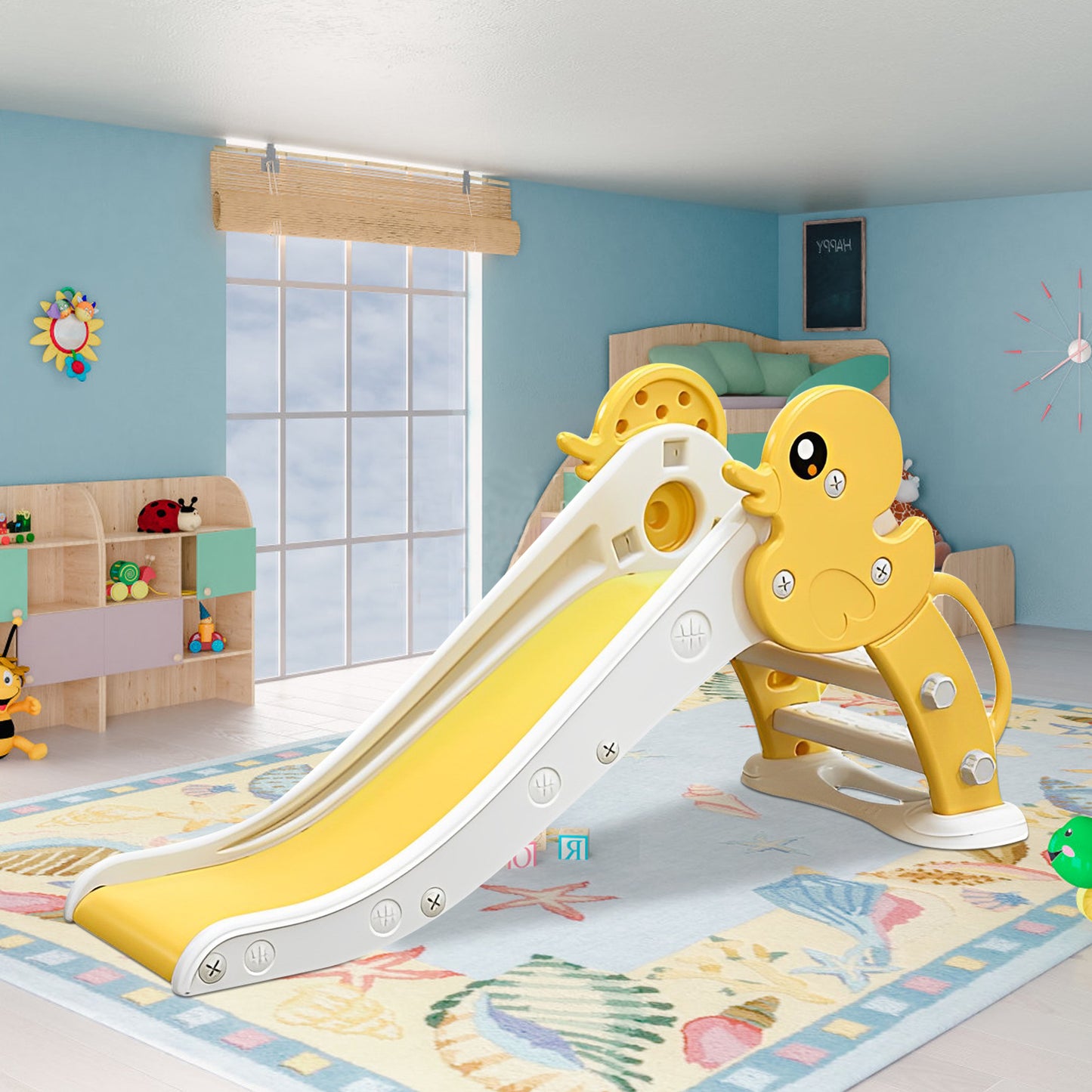 Toddler Slide with Pet Duck Design for Indoor and Outdoor Use