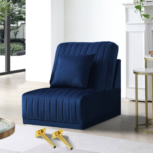 Blue armless single sofa, not sold separately, needs to be combined with other parts or multiple seats.