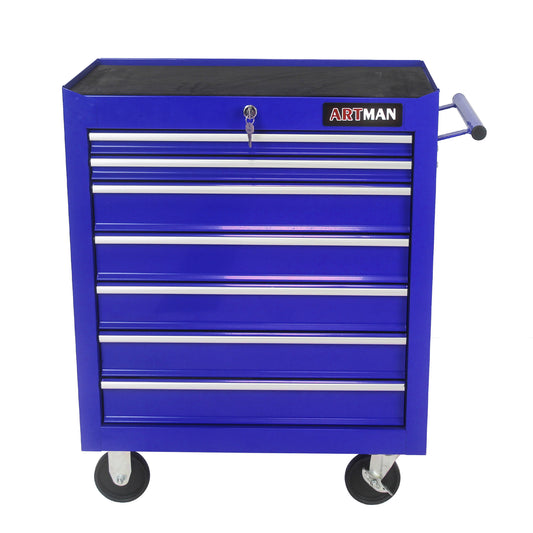 7 DRAWERS MULTIFUNCTIONAL TOOL CART WITH WHEELS-BLUE